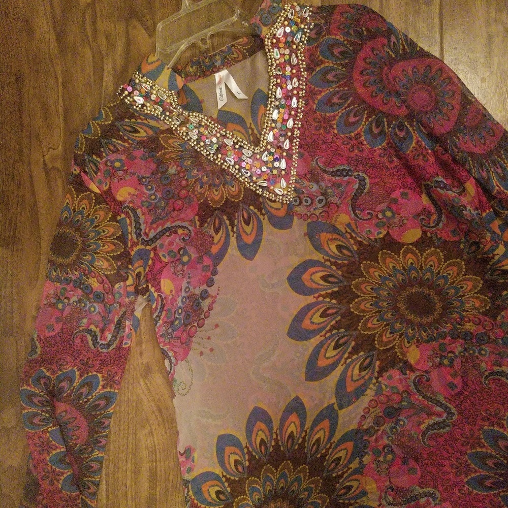 Beaded sheer blouse